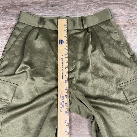 NEW Madewell Women's High-Rise Straight Cargo Trousers in Satin Size 4 Green - Picture 4 of 8